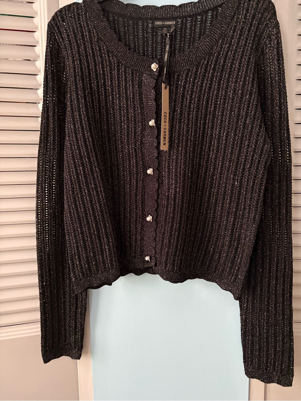 Coco & Carmen new black sparkle sweater with Pearl buttons. - Picture 4 of 4